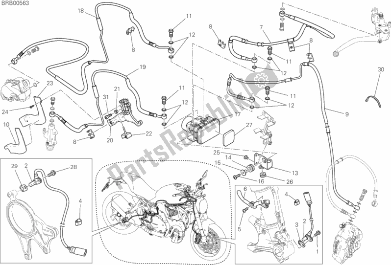 All parts for the Antilock Braking System (abs) of the Ducati Monster 1200 S Brasil 2017